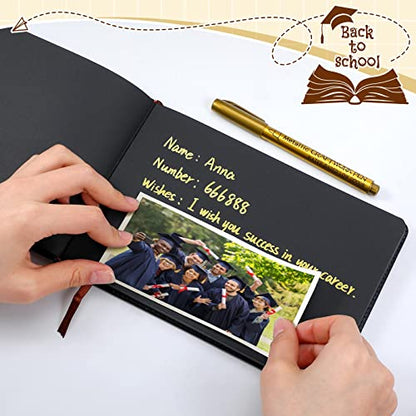 Frienda 2026 Graduation Guest Book Leather Guest Sign in Book with Pen Graduation Party Favors Congratulation Graduates Signature Books(Graduations,Black, Gold) - color: Black, Gold, size: Graduation
