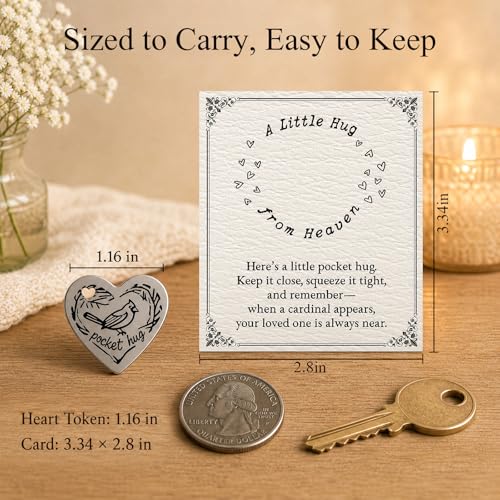 Sympathy Gift for Loss of Loved One, Cardinal Memorial Keepsake for Mom Dad, Pocket Hug from Heaven, A Comforting Reminder They are Always Near, Remembrance Gift