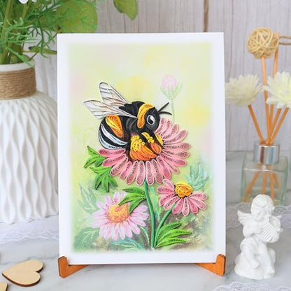 KingKraft Bee Quilling Card, Handcrafted Greeting Card for All Occasions, Birthday, Thinking of You, Get Well, Anniversary Card for Wife, Valentines Day, Mothers Day Card, Blank Inside - color: Bee