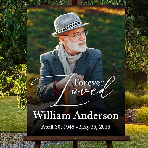 Personalized Photo Funeral Welcome Sign, Custom Forever Loved Memorial Sign, Celebration of Life Welcome Board, Celebration Of Life Decor, Funeral Signs With Photo. - color: Background #02