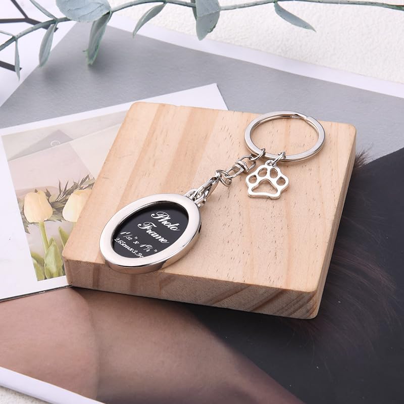 Pet Photo Frame Memorial Keychains for Loss of Pet Sympathy Gifts for Dog Loss Paw Print Key Chains for Pet Lovers Remembrance Gift for Women Men Picture Frame Keychain for Women Men