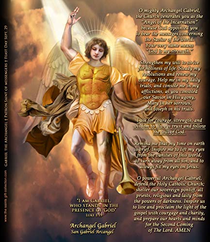 Archangel Gabriel, LED Flameless Devotion Prayer Candle, Religious Gift, 6 Hour Timer for More Hours of Enjoyment and Devotion! Dimensions 8.1875" x 2.375"
