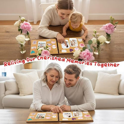 CY2SIDE Best Mom Ever Album Scrapbook - Mother’s Day Wooden Scrapbook Craft Kit, DIY Photo Memories Book with 30 Brown Pages Birthday Gift for Mother’s Day, DIY Handmade Scrapbook Gift for Mom Grandma - style: Best Mom Ever