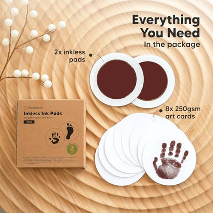 2pk Inkless Baby Hand and Footprint Kit Mess Free Ink Pad (Auburn, Round) | Round Size, Newborn Keepsake, Dog Nose, Paw Print Kit, Clean Touch Ink Pads, Baby Handprints Footprints Kit, New Mom Gifts - color: Auburn, size: 2-Pack, Round 3.4" x 3.4"
