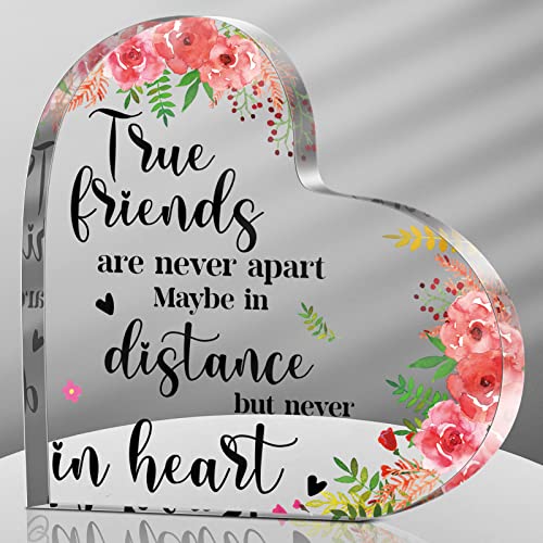 Yulejo Good Friends Gift for Women, Christian Thank You Gifts for Friendship Acrylic Heart Keepsake Inspirational Office Appreciation Gifts for Friends Female Coworker Office Table (Lovely Flowers) - style: Lovely Flowers