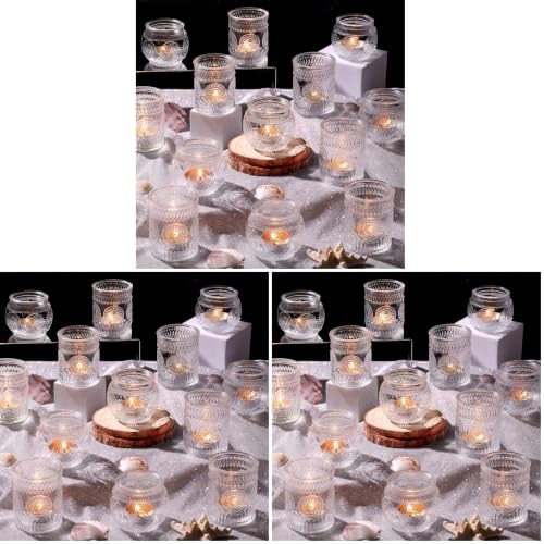DARJEN 24Pcs Clear Votive Candle Holders - Glass Tea Light Candle Holder, Candle Holders Bulk, Embossed Candle Votives for Wedding Centerpiece & Home Decor (Pack of 3) - color: Clear, size: 24 PCS (Pack of 3)
