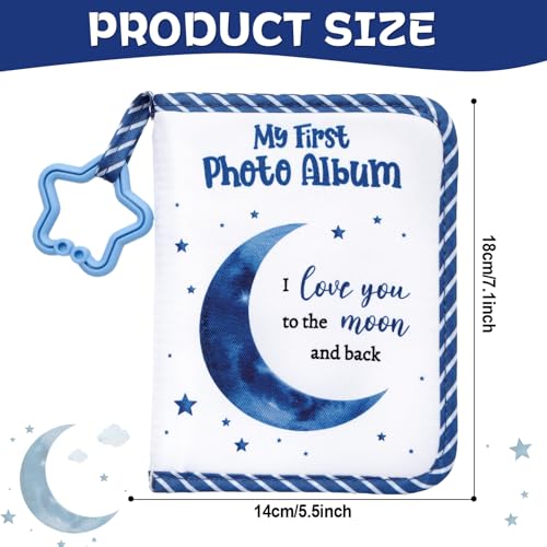 QOUBAI Baby's My First Family Album Soft Photo Cloth Book Holds 4x6 Family Pictures My First Book of Photos Baby Memory Album Gender Neutral Gift for Babies Newborn Toddler Baby Shower Moon - style: Love You to the Moon