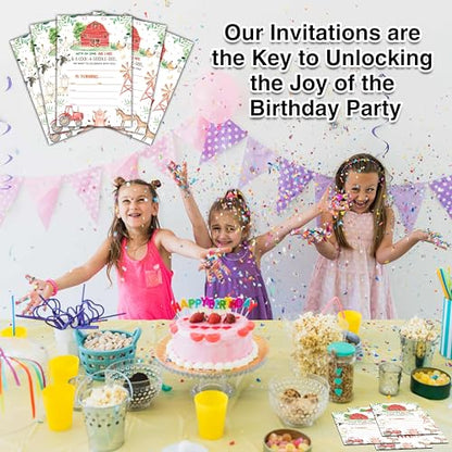 Birthday Invitations - Farm Animals Birthday Invites with Envelopes(25-Count) - Backyard Fill-in Party Invite Cards for Boys Girls Kids Party Supplies Favors Decorations - A03 - style: Farm Animals