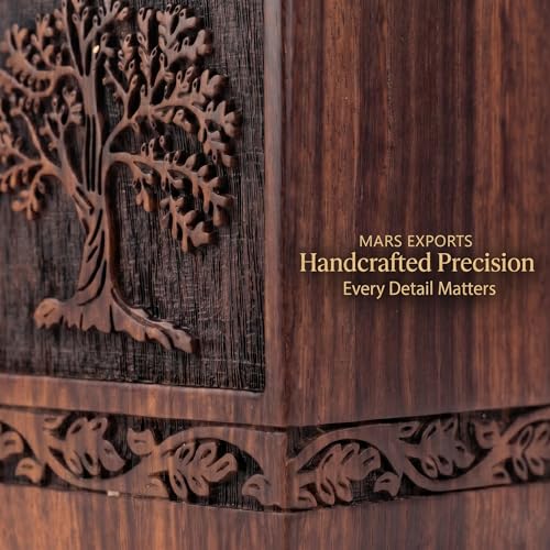 Wooden Cremation Urns Box for Human Ashes, Memorial Keepsake Boxes for Adults, Male/Female,Child, Pets Dog Cat Wood Burial Funeral Container (Tree of Life) Urn, Capacity (Large (180 lbs- 82 kg)) - size: Large