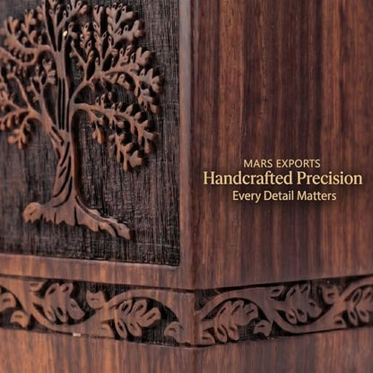 Wooden Cremation Urns Box for Human Ashes, Memorial Keepsake Boxes for Adults, Male/Female,Child, Pets Dog Cat Wood Burial Funeral Container (Tree of Life) Urn, Capacity (Large (180 lbs- 82 kg)) - size: Large