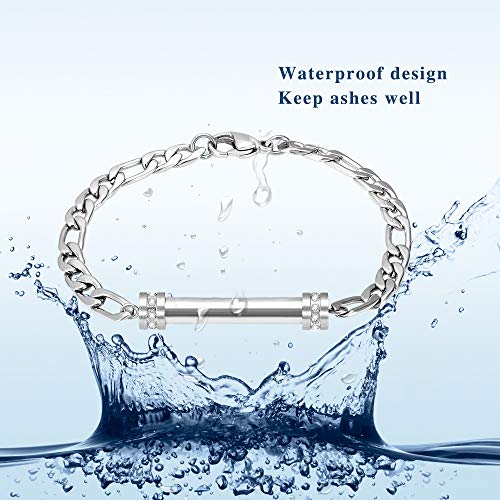 Cylinder Cremation Bracelet for Ashes Urn Jewelry Stainless Steel Memorial Keepsake Urn Bracelet Bangle Ashes Holder - color: Silver