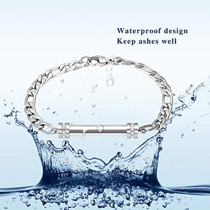 Cylinder Cremation Bracelet for Ashes Urn Jewelry Stainless Steel Memorial Keepsake Urn Bracelet Bangle Ashes Holder - color: Silver