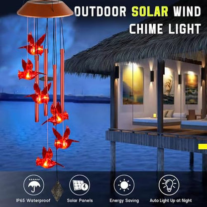 Cardinal Wind Chimes, Red Cardinal Bird Solar Windchimes Outdoor, Red Bird Tubes Garden Decor, Sympathy Wind Chimes,Memorial Gift,Mothers Day for Grandma,Sister Gifts for Women,Friend Birthday Gift