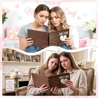 CY2SIDE Mom Memorial Gifts Photo Album – 110PCS In Loving Memory of Mom Wooden Scrapbook Kit Sympathy Gift for Loss of Mother, Bereavement Keepsake Grief Journal for Mother’s Day & Grieving Family - style: Memorial Mom