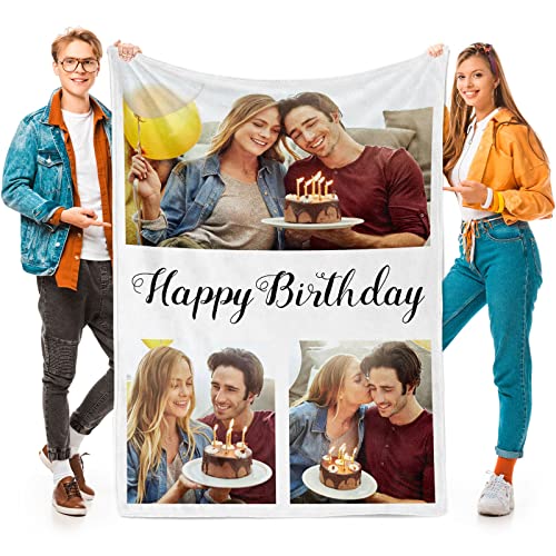 Printwoo Custom Blanket with Photos, Personalized Photo Blankets Using My Own Photos, Customized Blankets with Pictures, Personalized Gifts for Birthday, Anniversary - color: 3 Photos