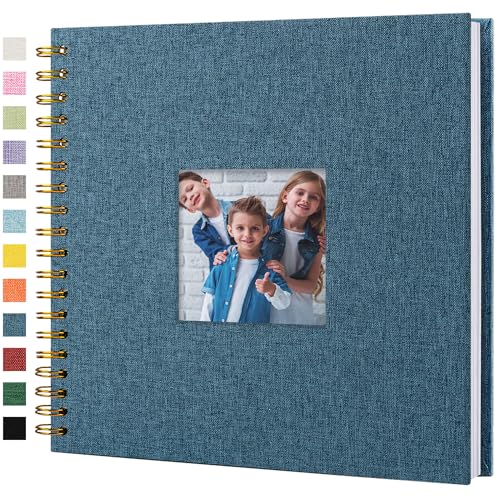 10"x10" Scrapbook Photo Album Linen Cover 20 Sheets 40 Pages White Paper - color: Blue, size: 10 Inch 40 Pages