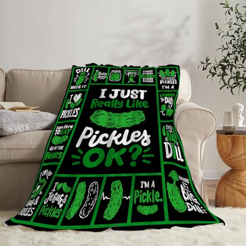 Pickle Blanket Super Soft Warm Pickle Fleece Throw Blanket I Just Really Like Pickle Women Girls Cozy Fluffy Lightweight Flannel Gifts Blankets for Men Adults 60"X50" - color: Pickle, size: 60"x50"