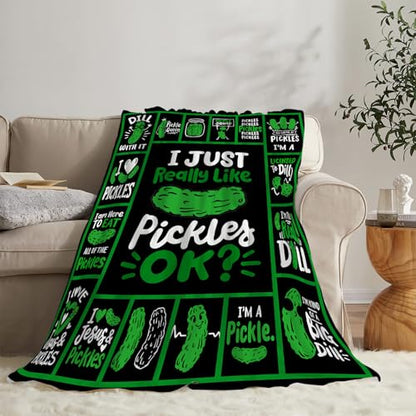 Pickle Blanket Super Soft Warm Pickle Fleece Throw Blanket I Just Really Like Pickle Women Girls Cozy Fluffy Lightweight Flannel Gifts Blankets for Men Adults 80"X60" - color: Pickle, size: 80"x60"