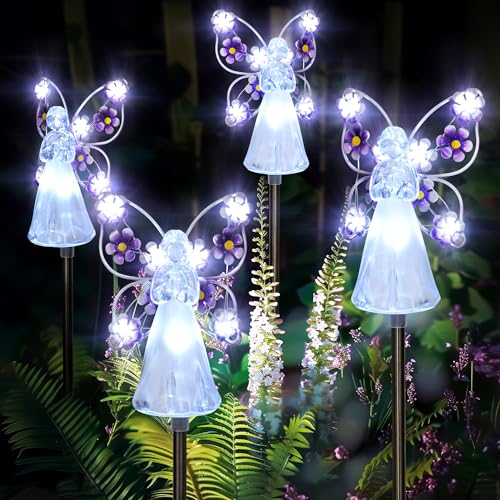 GIGALUMI 4 Pack Angel Solar Lights Outdoor Garden Decor Yard Art - size: 4 Pack