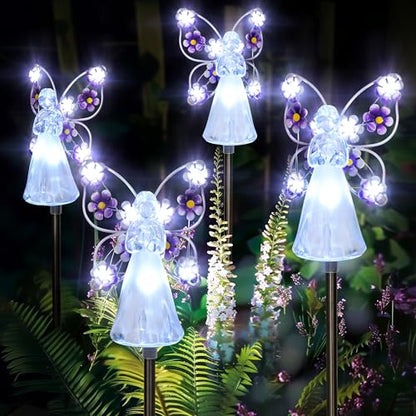 GIGALUMI 4 Pack Angel Solar Lights Outdoor Garden Decor Yard Art - size: 4 Pack