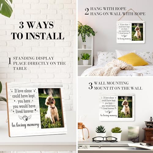 Pet Memorial Pictures Frame, In Loving Memory Photo Frame, Sympathy Gifts For Loss Of Pet Dog Cat, Farmhouse Home Living Room Bedroom Office Decoration -96