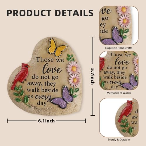 Memorial Garden Stone Cardinal Sympathy Gifts with Butterfly Flowers