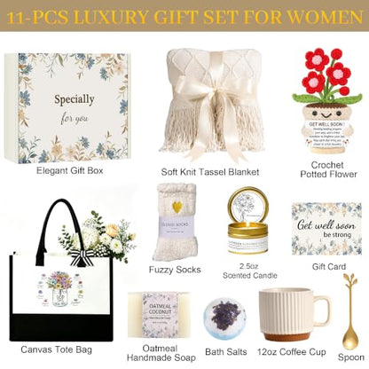 Get Well Gifts for Women After Surgery Feel Better Gift Basket Sympathy Care Package for Woman Self Care Gifts for Women Thinking of You Gift for Friend Mom Sister Wife Grandma