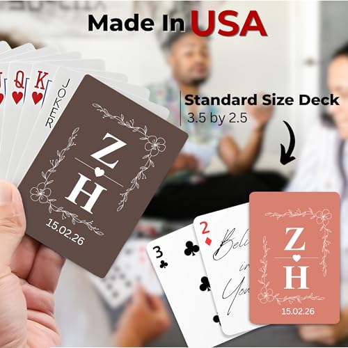 Personalized Deck of Playing Cards - Custom Monogram with Name Initials - Wedding, Anniversary, Party & Event Favors – Guest Book Alternative - Style 1 - color: Back Monogram - Style 1
