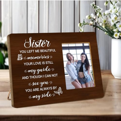 Memory Gifts for Loss of Sister,Condolences Sympathy Memorial Gifts for Loss of Sister Loved One,You Are Always by Myside Sister Wood Picture Frame - style: sister-1