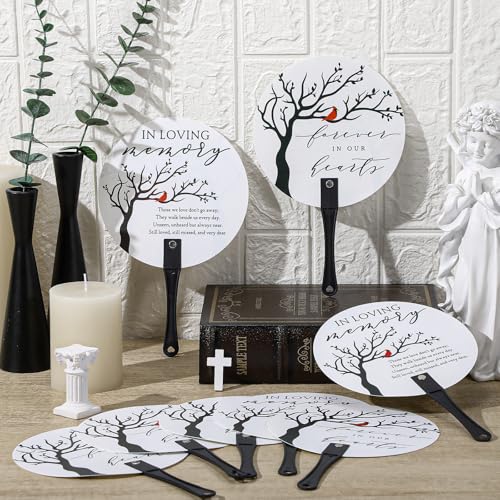 Teling 50 Pcs Funeral Favors Fans Memorial Plastic Celebration of Life Handheld Fans with Plastic Handle Hand for Funeral Guests Services Condolence Sympathy Gift Supplies(Cardinals) - style: Cardinals