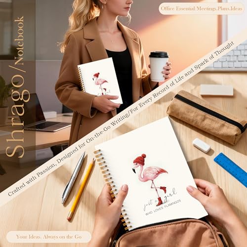 Girly Flamingo Notebook, Flamingo Gifts for Women, Girly Office Supplies, Just a Girl Who Loves Flamingos Hardcover Spiral Notebook Journal 5.5x8.3 Inch - color: Flamingo