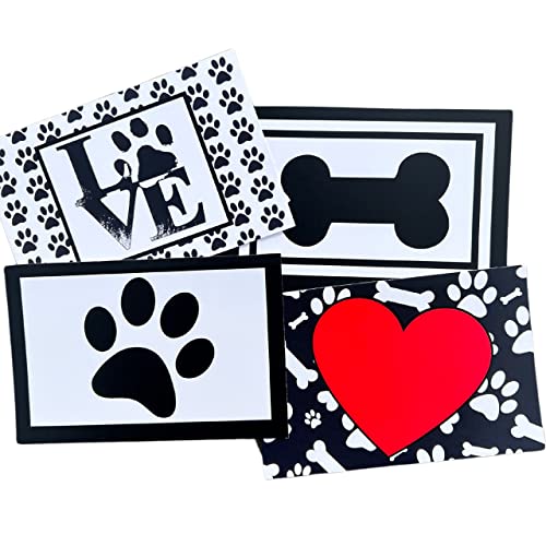 Groomers Margins 16 Dog Thank You Cards with Envelopes, Dog Stationery Cards, Four Designs (4X6 Inch, 18 Envelopes) blank inside for dog thank you notecards, and paw print pet stationary