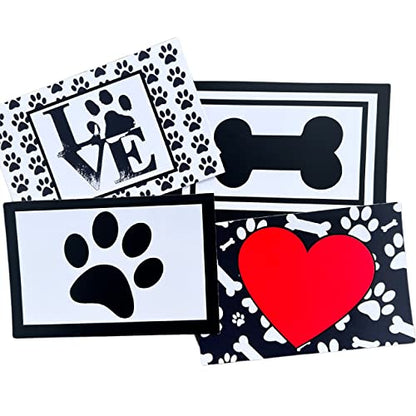 Groomers Margins 16 Dog Thank You Cards with Envelopes, Dog Stationery Cards, Four Designs (4X6 Inch, 18 Envelopes) blank inside for dog thank you notecards, and paw print pet stationary
