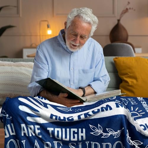 Healing Hug Blanket 60"x50", Inspirational Gifts for Men, Comfort Items Chemo Patients, After Surgery Recovery Gifts, Cancer Get Well Gifts for Men, Blue - color: You Are-blue