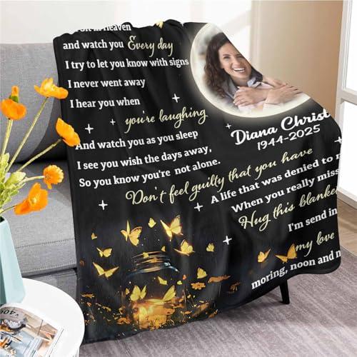 Custom Memorial Blanket with Photo - Sympathy Gift for Loss of Loved One - color: Style 22