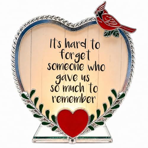 Memorial Candle Holder with Cardinal – Sympathy Gift for Loss of Loved One – “It’s Hard to Forget Someone Who Gave Us So Much to Remember” – Bereavement Tea Light Holder for Grief Funeral Remembrance