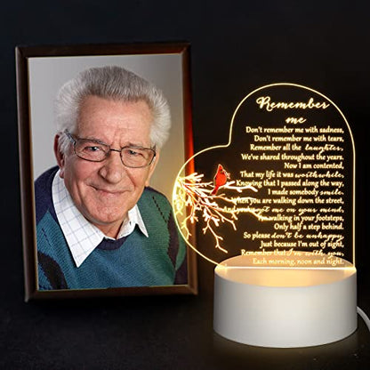 Coume Memorial Night Light, Acrylic Heart, Red Cardinal Bird Style | Sympathy Condolence Gift for Loss of Loved One, Remembrance Bereavement Decor, Heart LED Sign with Cardinal - style: Red Cardinal Bird Style