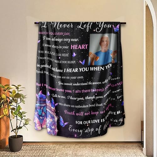 Arovene Ship Next Day, Custom Memorial Blanket with Photo - Printed in USA, A Hug from Heaven Blanket, Personalized Sympathy Gifts for Loss of Loved One Dad Mom Husband Wife Friend Dog Memorial Gifts - color: Style 05