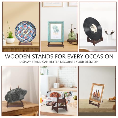 10 Inch Wooden Plate Display Stand, 1 Pack | Plate Holder, Display Stand for Book, Frame Picture, Plaque, Photo, Platter, Bowl, Decorative Tabletop Art Stand