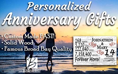 Personalized 14 Year Anniversary Sign Gift 14th Wedding Anniversary Present For Couple Days Minutes Years - Solid Wood - 16.5in x 10.5in x .75in (14 Year) - color: 14 Year