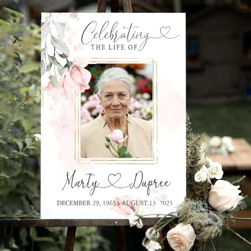 Personalized Photo Funeral Welcome Sign - Celebration Of Life Poster - Celebration Of Life Memorial Sign - Funeral Decorations - Celebration Of Life Decorations Yard Signs - In Loving Memory Sign - color: Multi 3