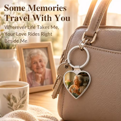 QYH Personalized Memorial Keychain with Photo, Loved One Remembrance Gift