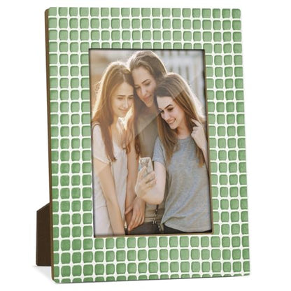 Green Checkered Picture Frame, Birthday Gifts for Sisters Girl Mom Friends Women, Wooden Picture Frame Fits 4x6 Inch Photo, Home Office Desktop Nightstand Display -073 - color: Green Checkered