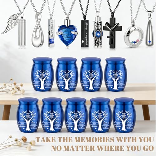 Small Urns for Human Ashes Cremation Urns Keepsake Set of 18 Cremation Jewelry Necklaces for Ashes Stainless Steel Keepsake Cremation Ash Holders Locket for Women Men (18Pcs-Purple) - color: 18pcs-purple
