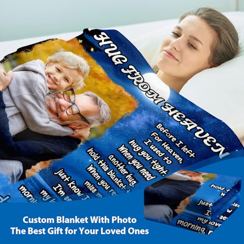 Personalized Sympathy Blanket Custom Memorial Blanket with Photos for Loss of Loved One in Loving Memory Bereavement Grief Gifts for Father Mother Husband Wife Friends (Style-9)