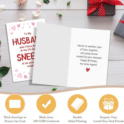 Funny Husband Birthday Card from Wife, Humor Birthday Card for Husband from Wife, The Loudest Sneezer, Who I Have Never in My Life Heard Sneeze at an Acceptable Volume - color: Loudest Sneezer