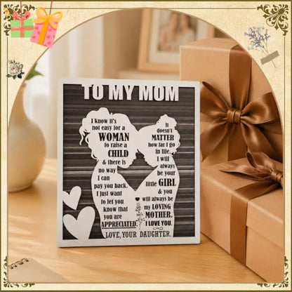 Mother’s Day for Mom from Daughter, Rustic Mom and Daughter Hug Wood Sign, Best Bonus Mama Step Mother in Law Birthday Valentines, Christmas Ideas - style: Mom & Daughter