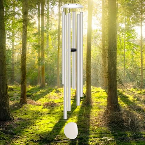 66" Extra Large Wind Chimes for Outside, 6 Thick and Bold Aluminum Tubes | Deep Tone Tuned Relaxing Melody Big Wind Chimes for Garden Patio Decor, Great Gift Idea for Mother's Day (Milky White) - color: Milky White, size: 66"