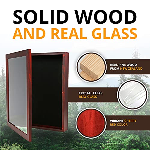 8x10 Large Shadow Box Frame, Deep Display Case, Red, Picture Frame, Graduation Cap, Military , Wedding Wood Frame - color: Cherry Red, size: 8x10