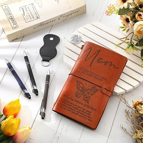 Fulmoon Memorial Gifts for Loss of Mom, Letters to Mom in Heaven Included 1 Grief Journal Travel Photo Diary Journal 1 Pocket Hug 1 PU Keychain 3 Ballpoint Pens Bereavement Gifts for Loss of Mother - style: Mom